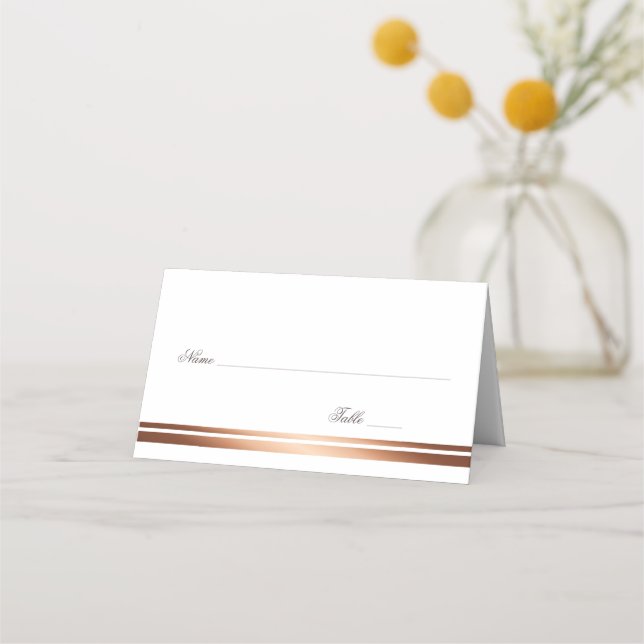Carte De Placement Elégante carte Mariage simple blanc et cuivre (Devant)