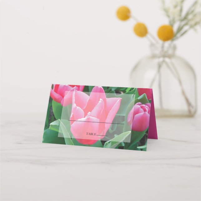Carte De Placement Elégante carte Mariage Tulipes Roses (Devant)