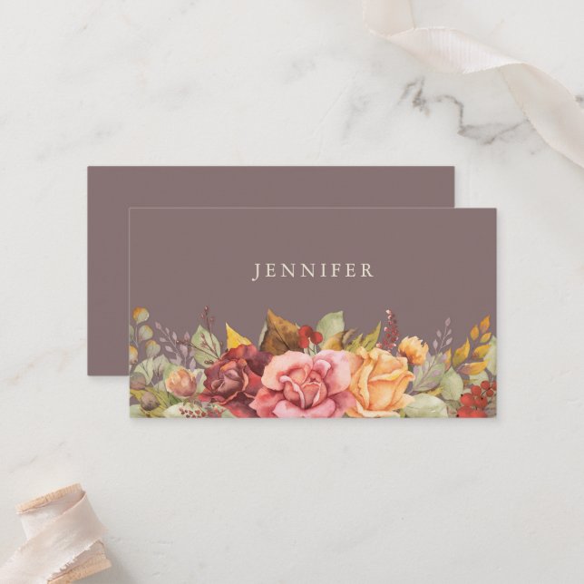 Carte De Placement Elégante chute/Autumnal Floral Frontière Thanksgiv (Devant/Arrière en situation)