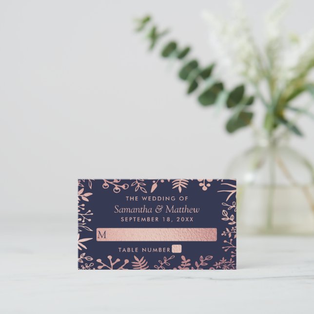 Carte De Placement Elégante collection de Mariages floraux Roses et m (Debout devant)