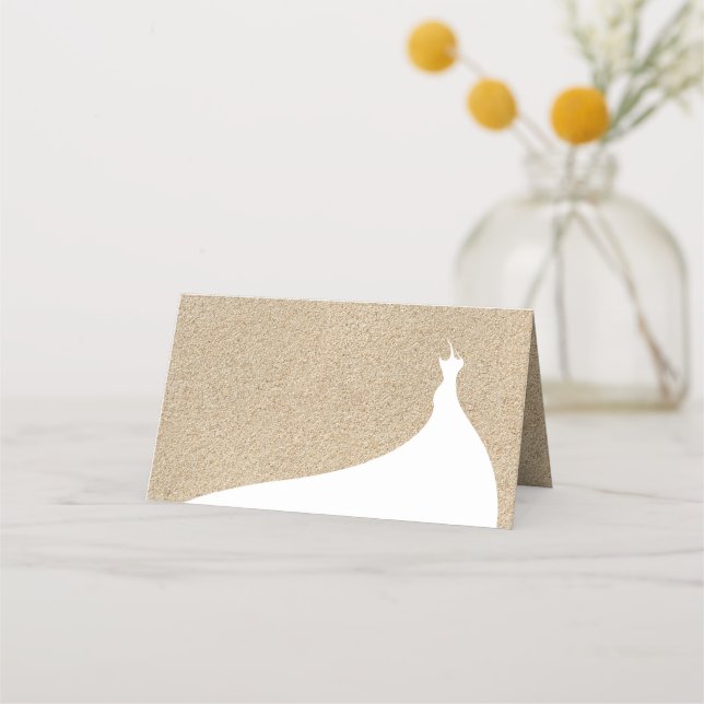 Carte De Placement Elégante Fête des mariées de plage blanc (Devant)