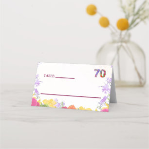 Carte De Placement Elégante Fête Florale 70e Anniversaire / 70 Ans