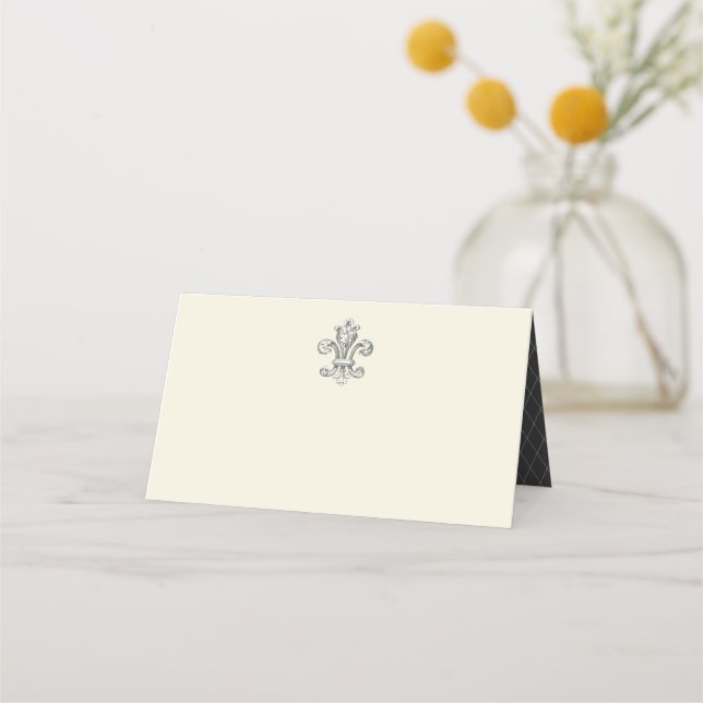 Carte De Placement Élégante Fleur de Lis Mariage (Dos)