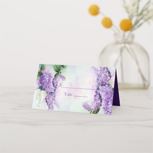 Carte De Placement Elégante Lilac Flowers Mariage Carte Place (Devant)