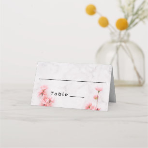 Carte De Placement Elégante mariage en marbre rose Sakura Cherry Blos
