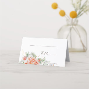Carte De Placement Elégante Peach Watercolor Floral Plaques