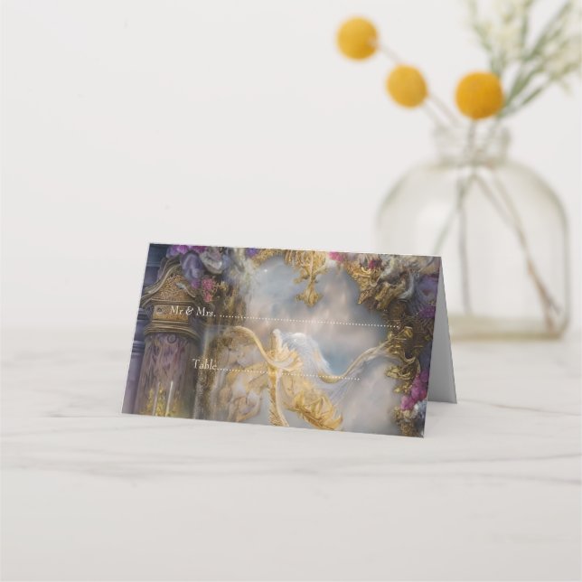 Carte De Placement Élégante Porte d'or céleste, Texte Or (Devant)