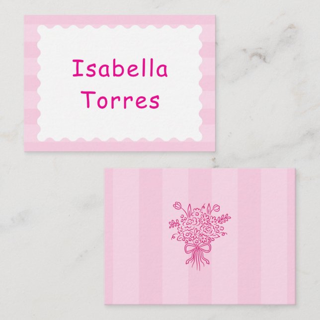 Carte De Placement Elégante Quinceañera Floral Bouquet | Rose et blan (Devant / Derrière)