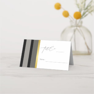 Carte De Placement Élégante Typographie de Mariage Rayures Noir Gris