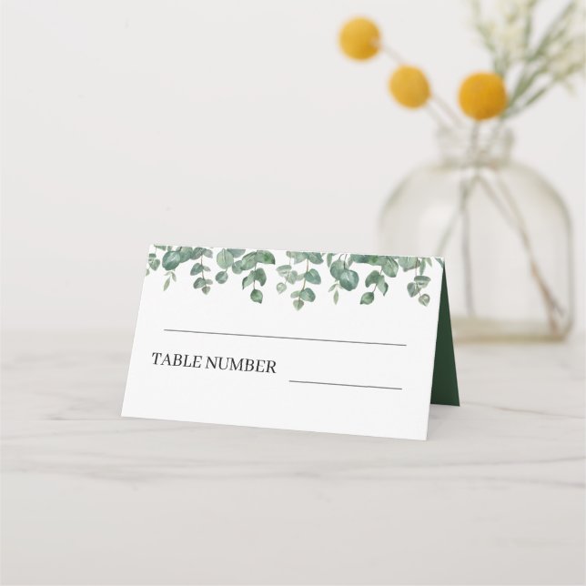 Carte De Placement Elégante verdure Eucalyptus Feuille Mariage (Devant)