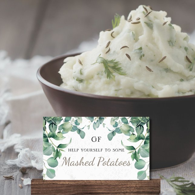 Carte De Placement Élégante verdure Unique de restauration Plaques de (Customizable Elegant Greenery Themed Catering Dish Placecards)