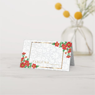 Carte De Placement Élégantes fleurs de pavot rouge