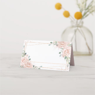 Carte De Placement Élégantes roses roses blush or rose 