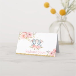 Carte De Placement Eléphant Twin Girls Baby shower rose Floral