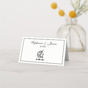 Carte De Placement Emblème de tête de l'licorne héraldique