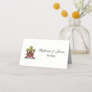 Carte De Placement Emblème Preppy Gold Red Heraldic Crest Fleur de Li
