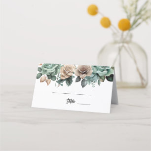 Carte De Placement Emerald Green Beige Peony Fête des mariées florale