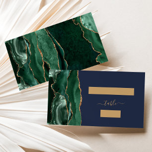 Carte De Placement Emerald Green Gold Agate Marine Blue Mariage Escor