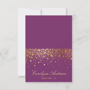 Carte de placement en confettis de papier doré fau