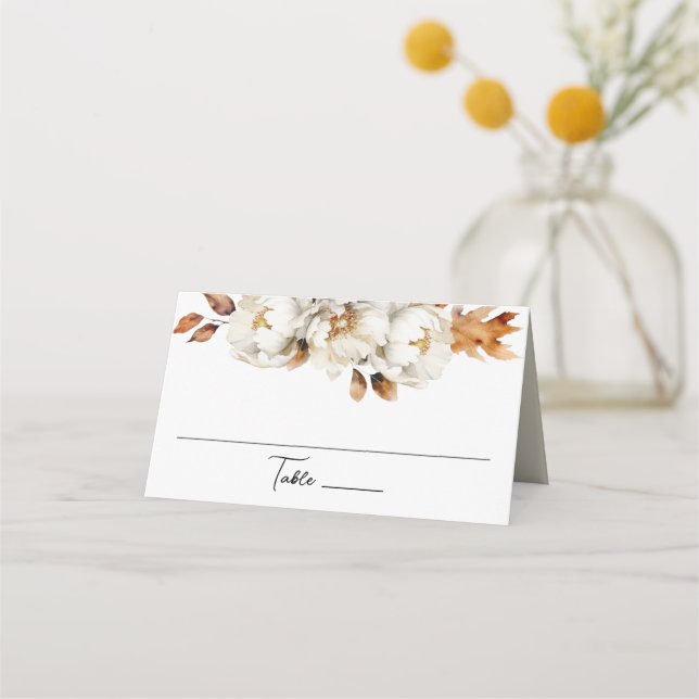 Carte De Placement Enchantée Automne Fleurs Rustiques Florales (Devant)
