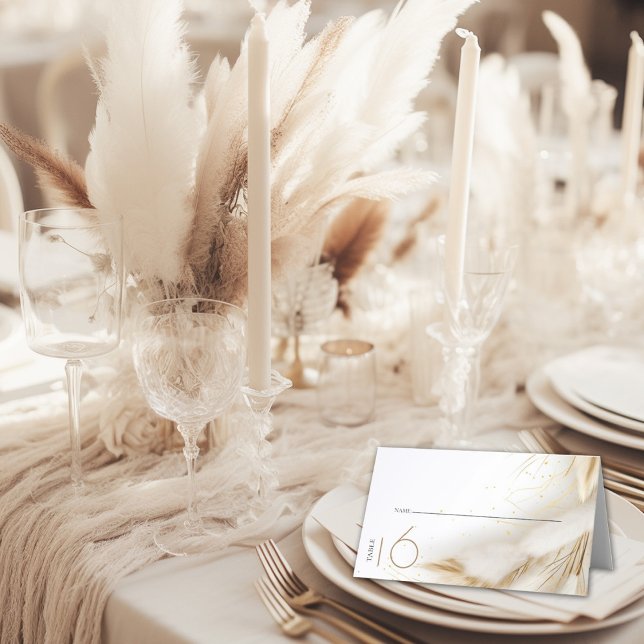 Carte De Placement Escort | Elégante Pampas Bohème Or (Créateur téléchargé)