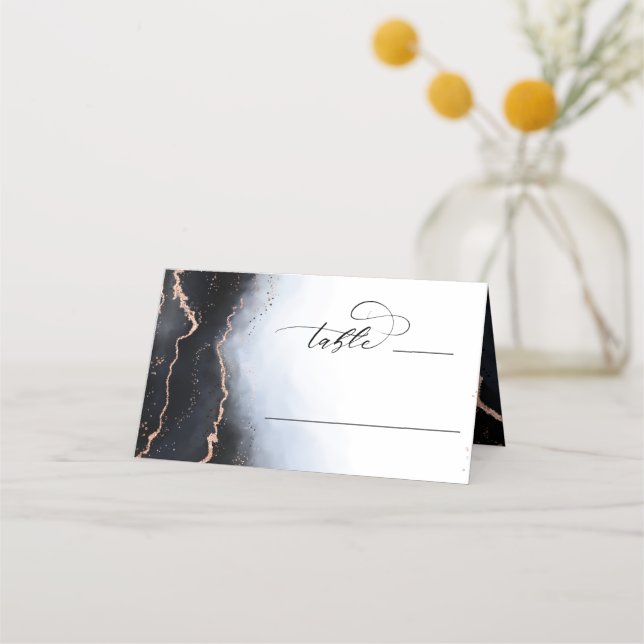 Carte De Placement Ethereal Mist Ombre Marine Blue Mariage Numéro de  (Devant)