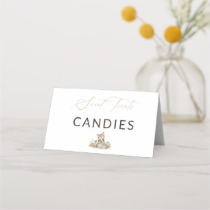 Carte De Placement Étiquette de nourriture Bonbons Douce Fille Renard