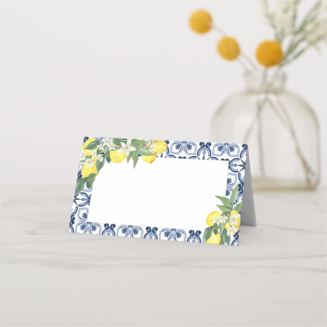 Carte De Placement Étiquette de nourriture méditerranéenne au citron  (Devant)