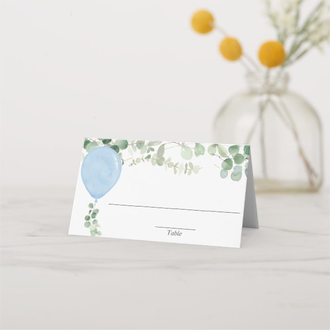 Carte De Placement étiquette de verdure d'eucalyptus de ballon d'aqua (Devant)