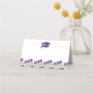 Carte De Placement Étiquette pliable de chapeau de graduation Or Viol