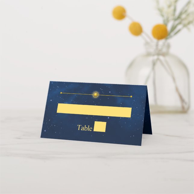 Carte De Placement Étoiles d'or céleste Minuit Bleu Romantique (Devant)