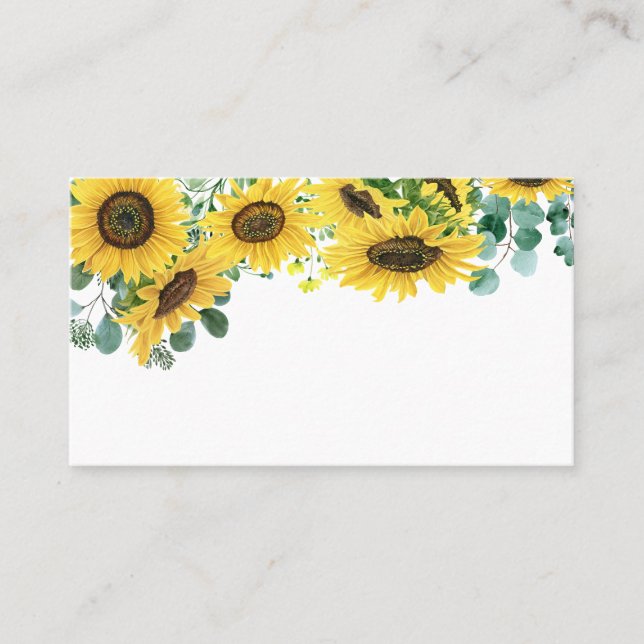 Carte De Placement Eucalyptus aquarelle et Mariage de tournesols (Devant)