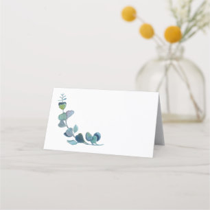 Carte De Placement Eucalyptus Blanc Pour Mariage Écrit À La Main