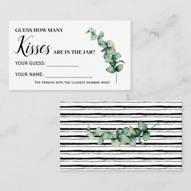 Carte De Placement Eucalyptus Combien de baisers Fête des mariées Car (Devant / Derrière)