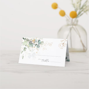 Carte De Placement Eucalyptus Feuillage doré Floral Place carte