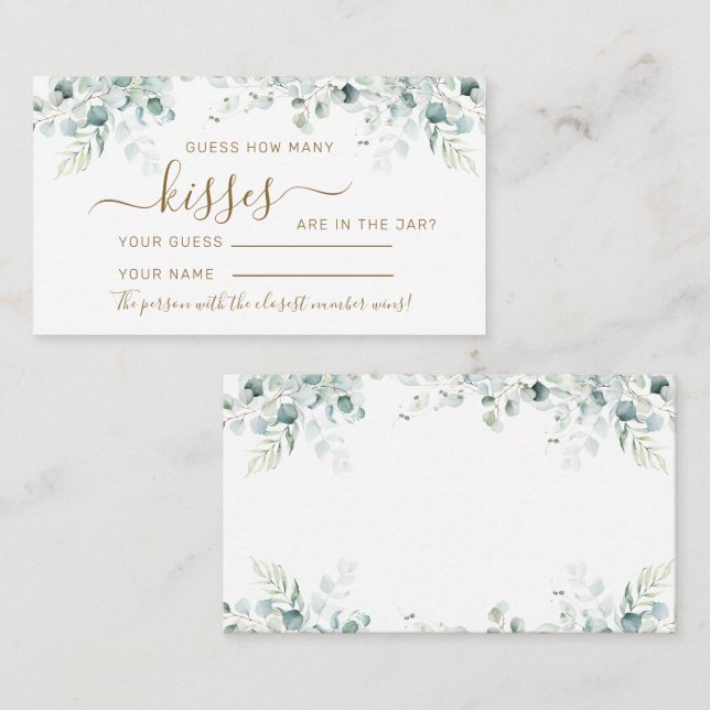 Carte De Placement Eucalyptus Feuilles Combien de baisers Douche Cart (Devant / Derrière)