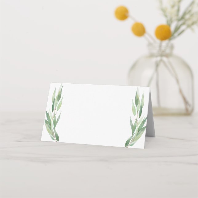 Carte De Placement Eucalyptus minimum Aquarelle Feuille Mariage invit (Devant)