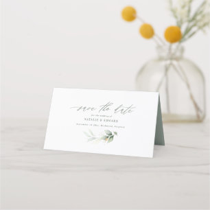 Carte De Placement Eucalyptus sauge vert or mariage enregistrer la da