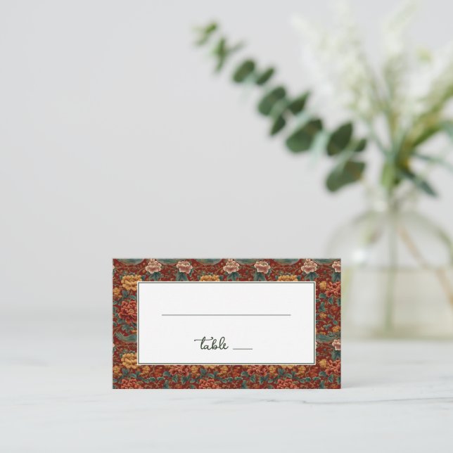 Carte De Placement Exquisite Red Floral Border (Debout devant)