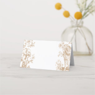 Carte De Placement Faire-part de Baby Shower Safari Toile Beige Tirag