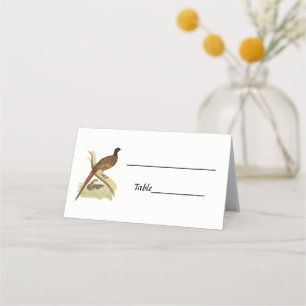 Carte De Placement Faisan vintage sur la branche Jeu Oiseau Dessin Co