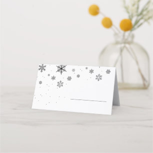 Carte De Placement Falling Snowflakes - Ski moderne Mariage d'hiver