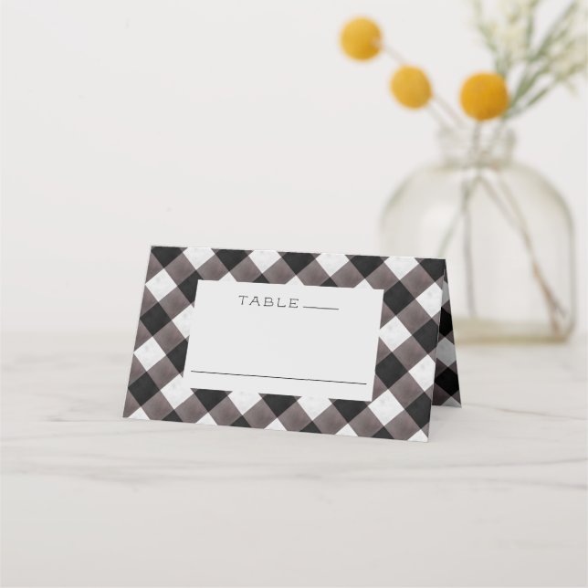 Carte De Placement Farmhouse Buffalo Plaid Check Mariage Numéro de ta (Devant)