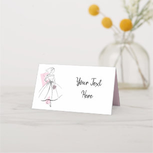 Carte De Placement Fashion Bride rose Texte