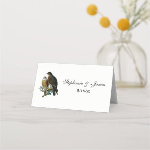 Carte De Placement Faucons stylisés vintage sur une branche