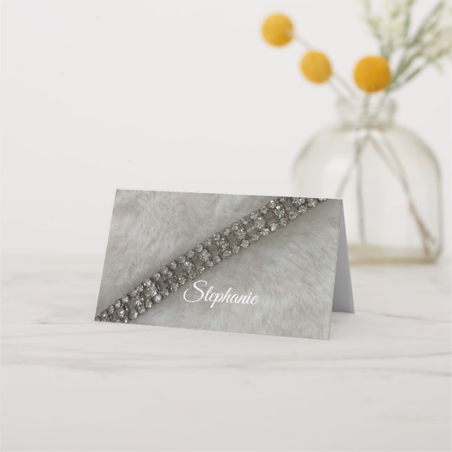 Carte De Placement Faux Fur et Diamant Gems Carte Place (Devant)
