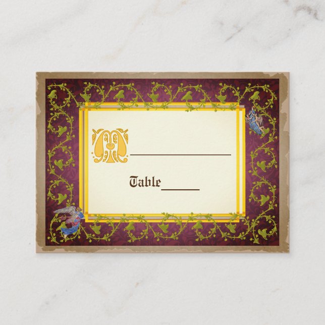 Carte De Placement Faux vers le haut Médiéval Illuminé Mariage manusc (Devant)