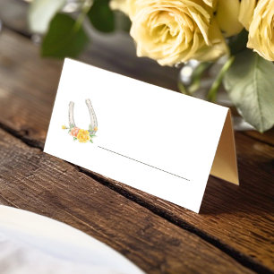 Carte De Placement Fer à cheval et roses jaune orange gris mariage