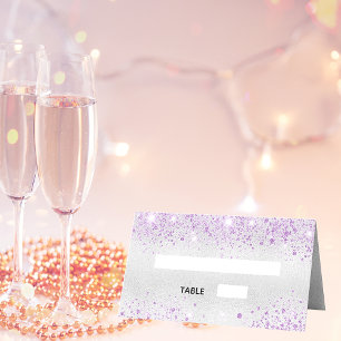 Carte De Placement Fête d'anniversaire paillettes métalliques argent