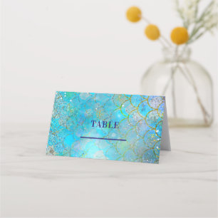 Carte De Placement Fête d'anniversaire Sirène Perle Iridescente Scint